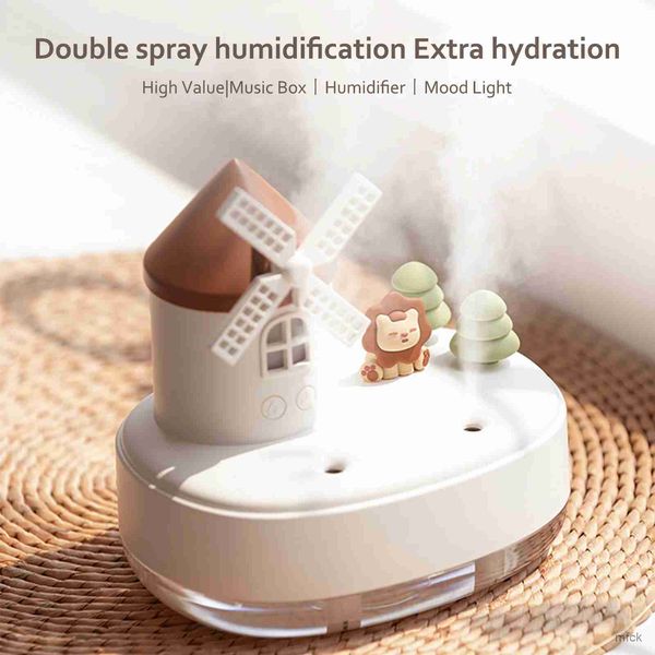 650ml with Lights Music LED Windmill Shaped Air Humidifier Purifier Mute Desktop Humidifiers Decorative Ornaments s