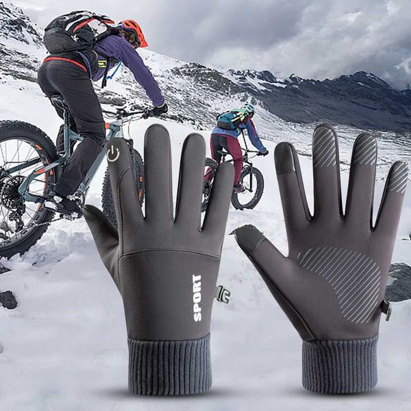 1Pair Outdoor Autumn And Winter Plus Velvet Warm Gloves For Men And Women Touch Screen Cold Resistance Cycling Skiing MittensXJ241118