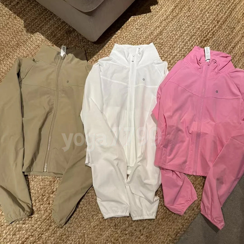 Women Yoga Jacket Sports Coat Windproof Yoga Clothes Sunproof Jacket Quick-Drying Activewear Top Long Sleeve Aloness Women Clothessportwear