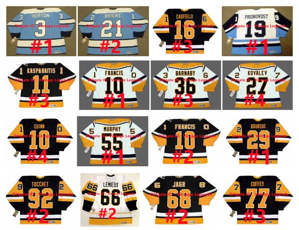 Vintage CCM DARIUS KASPARAITIS Penguins Hockey Jersey Lemieux JAGR MICHEL BRIERE JEAN PRONOVOST Ron Francis Kovalev BARNABY ALEX KOVALEV RON