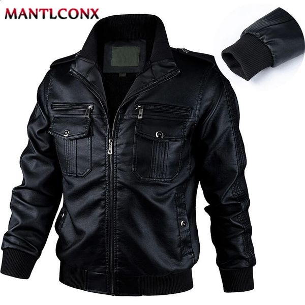 Zip Up Leather Jacket Mens Autumn Winter Vintage Motorcycle for Men Fashion Biker Coats Male Outerwear Windbreak 241217