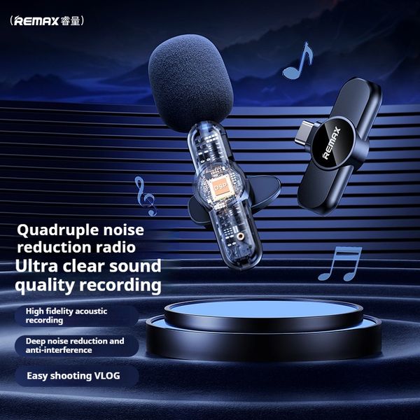 Remax Ruiyin network one to two live streaming microphone, wireless collar clip