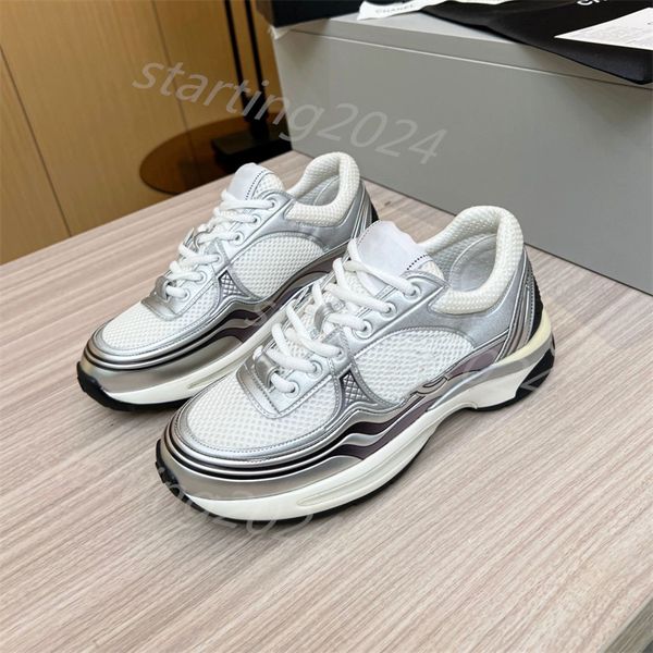 Women Luxury Sneakers High Quality Leather Flat Trainers Black Mesh Lace-up Casual Shoes Outdoor Runner Trainers Men Sport Shoes Size 34-42