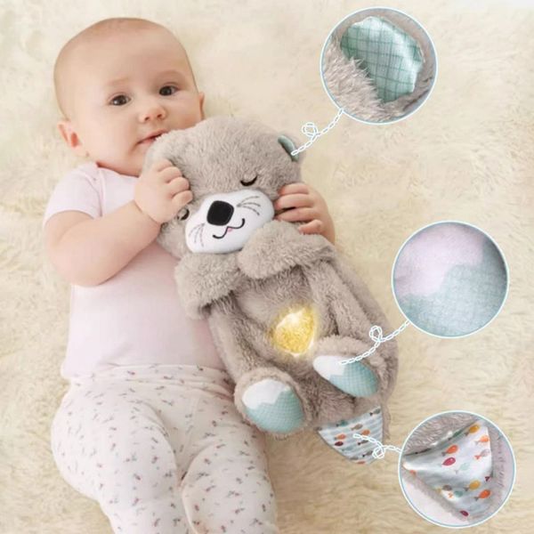 30cm Multi Colors Soothe n Snuggle Stuffed Otter Kids Doll LED and Breathing Toy Beaver Baby Sleeping Plush Toy X2501081