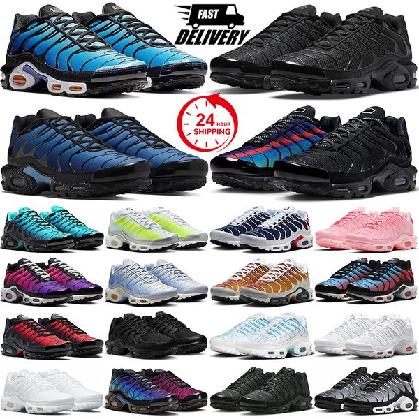 Frete grátis TN Running Shoes Designer Sneakers Mens Treinadores Triple Black White Unity Berlim Gaza Hyper Blue TNS Mulheres Menino Mulhere