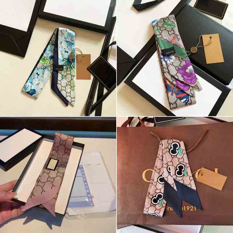 Small Silk Scarf Top Women Shirt Tie Decoration Korean Scarf Fashion Luxury Brand Ladies Neck Hair Scarf Wrap Handbag Ribbon