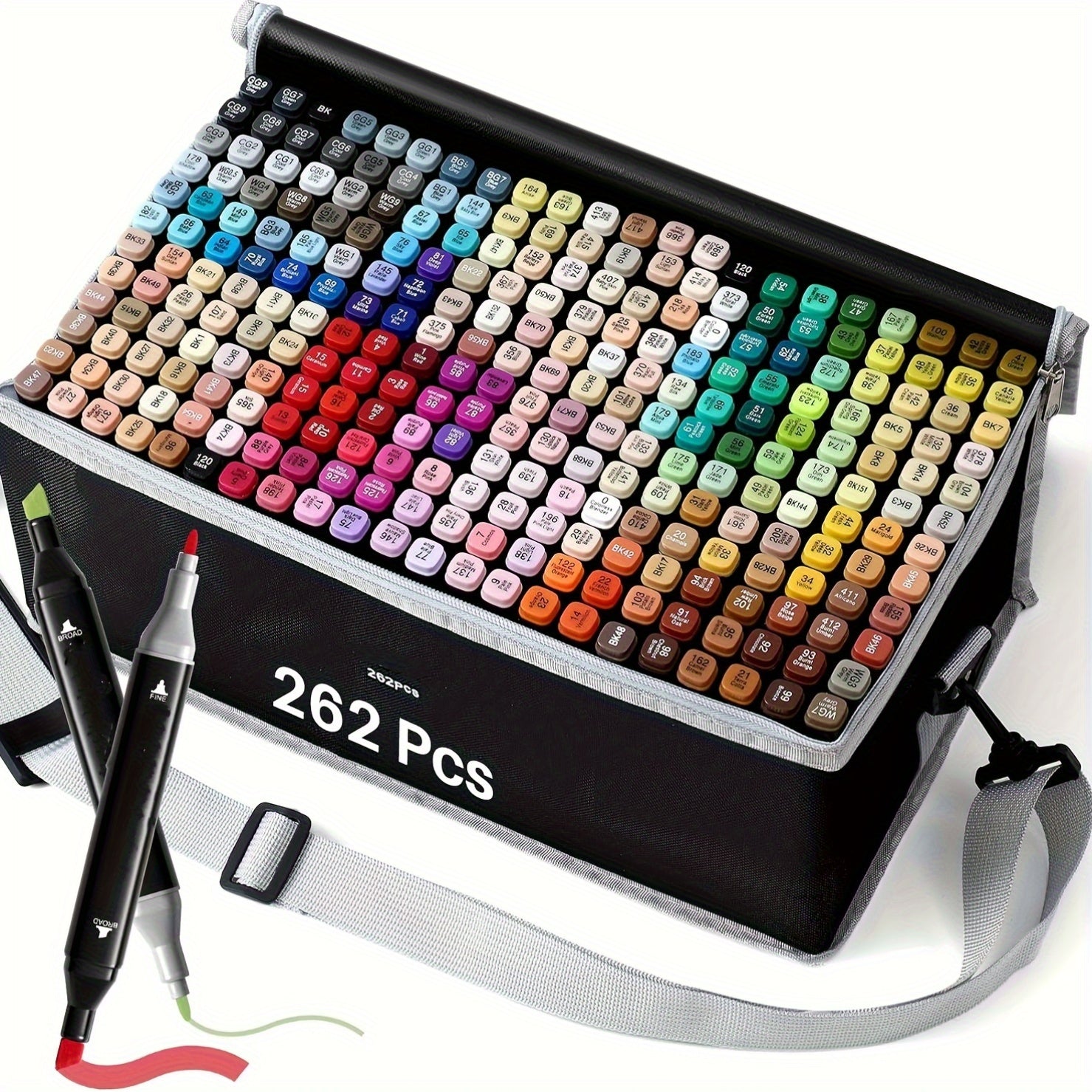 TEMU 262 Colors Alcohol Markers Artist Drawing Art Markers Dual Tip Markers For Adult Coloring Painting Supplies Gift Dual Tip Brush Markers, Brush