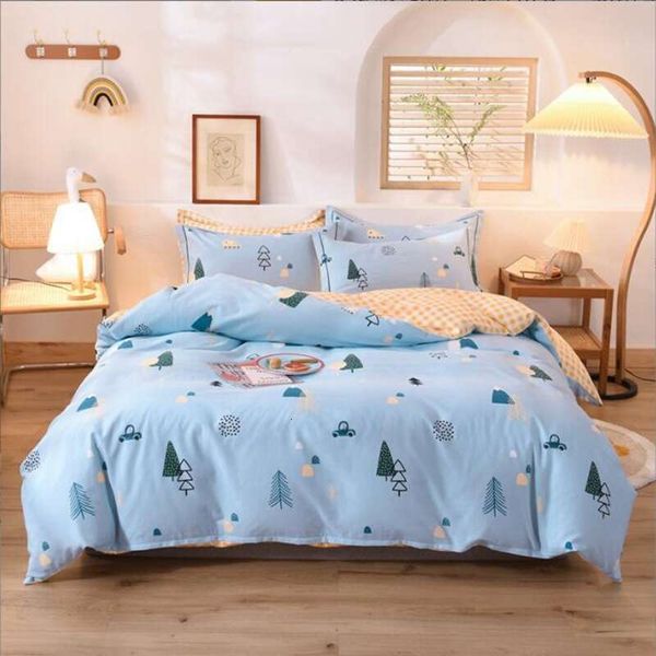 Spring Summer Thickened Pure Bedding Set Four Pieces 100% Cotton Sheets Sanding Bed Single Person Duvet Sets