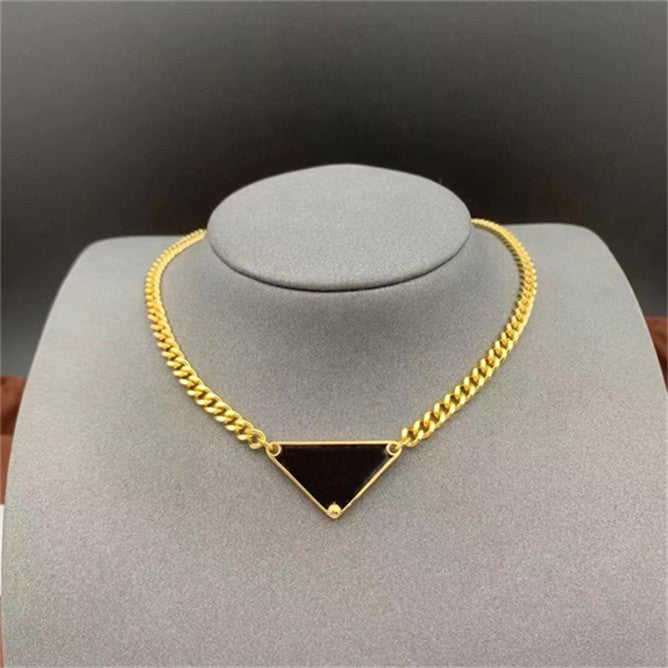 Men gold necklace fashion designer jewlery for women luxury cuban chain creative silver charm punk style jewellery triangle heart pendant necklace m