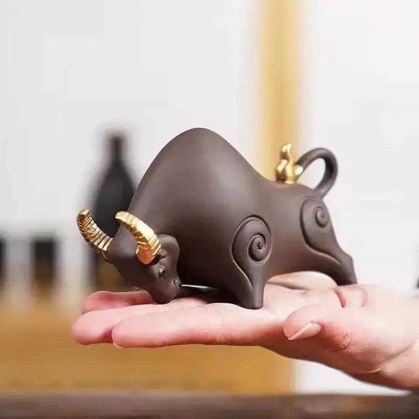 Zisha Cow Fine Tea Pet Tea Set Supportable Tea Table Decorative Small Ornaments Tea Utensils Furnishings Kung Fu Tea Set YixingXJ240824