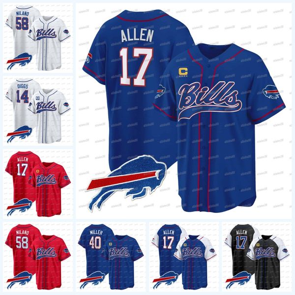 17 Josh Allen Bill Baseball Jersey Royal Von Miller Dawson Knox Cole Beasley Khalil Shakir Matt Milano Araiza Kaiir Elam Micah Hyde Tyler Ba