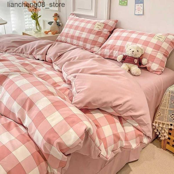 Bedding sets Red and White Plaid Duvet Cover Set Grid Stripe Series Comforter Covers Geometric Checkered Pattern Home Hotel Bedding Decor L2