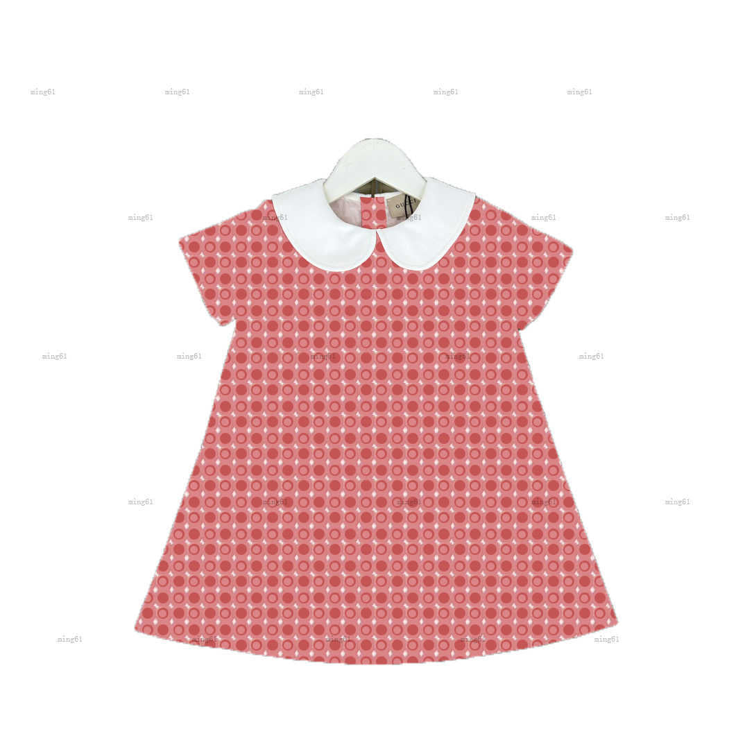 kids designer clothes Short sleeve dresses girls dress Color matching lapel full logo embroidery Dress big Girls skirts High quality kids clothes