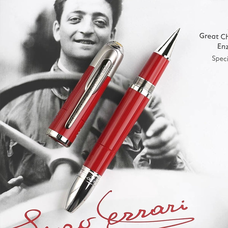 wholesale Special Collection Enzo Fer-i Famous Figure Rollerball Ballpoint Pen Red Resin And Hollow-Carved Top Office Writing Fountain Pens With Ser