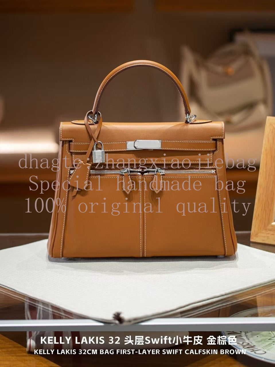 19A mirror-finish designer bag, high quality, handcrafted, Lakis 32 cm swift leather handbag, crossbody bag, shoulder bag, handbag, original packagi