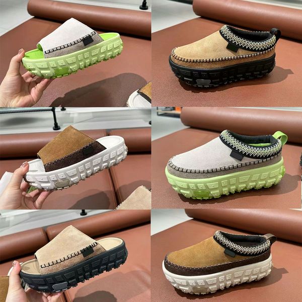 2024 Designer Tasman Daze Slides Spring Slippers Casual Genuine Leather Suede Platform Tire Sole Shoes Fashion Sandal 35-41