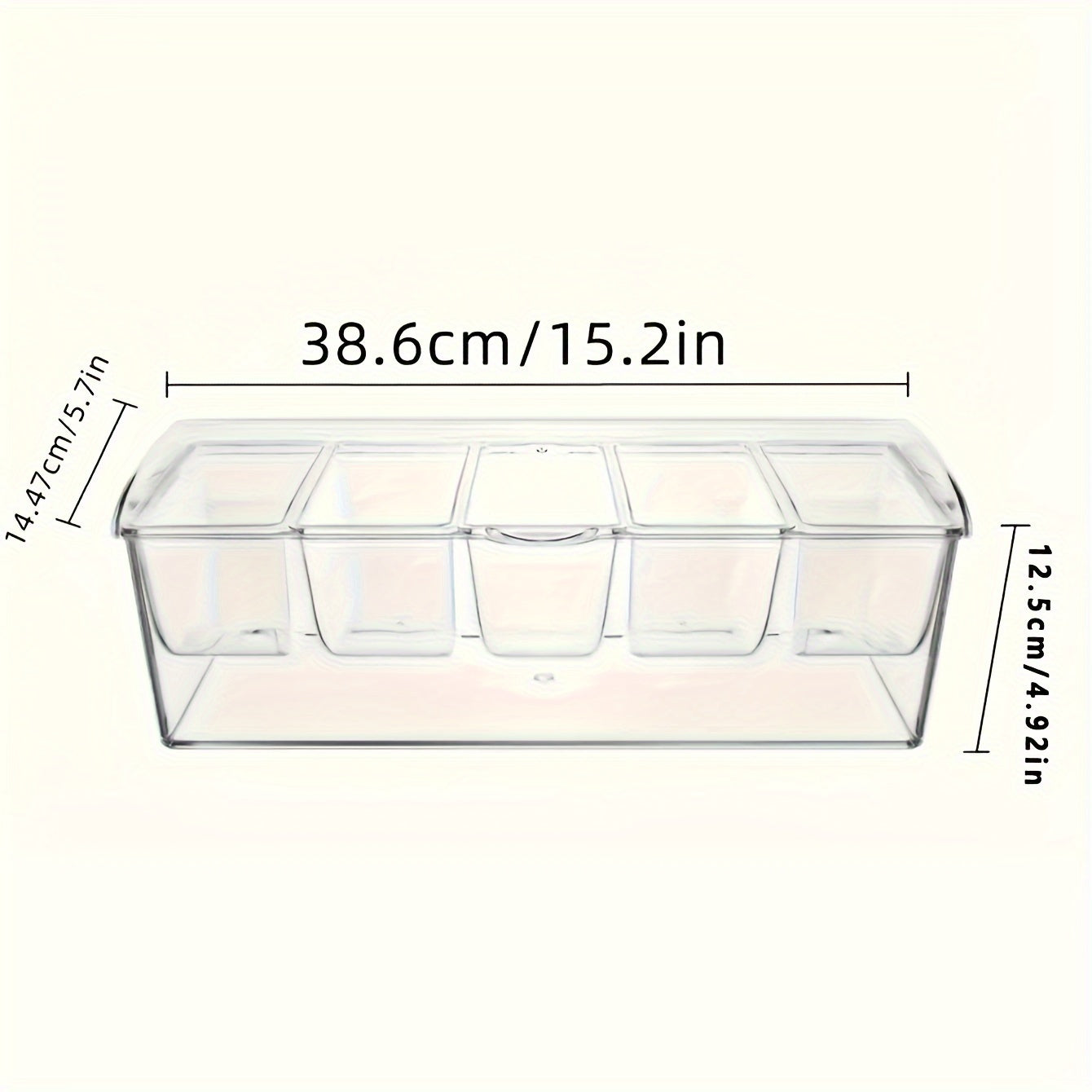 TEMU Ice Cold Condiment Box, With 5 Containers, Transparent And Wearable Condiment Server, Detachable Cutlery, Suitable For Bar Accessories, Fruit,