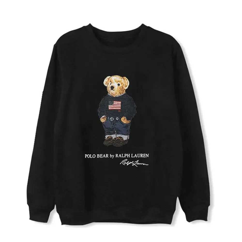 Men&#039;s Hoodies Sweatshirts Autumn and Winter New Crew Collar Sweater Outer Clothing Bear Cute Long Sleve Top Velvet Spring and Autumn Crew Colla