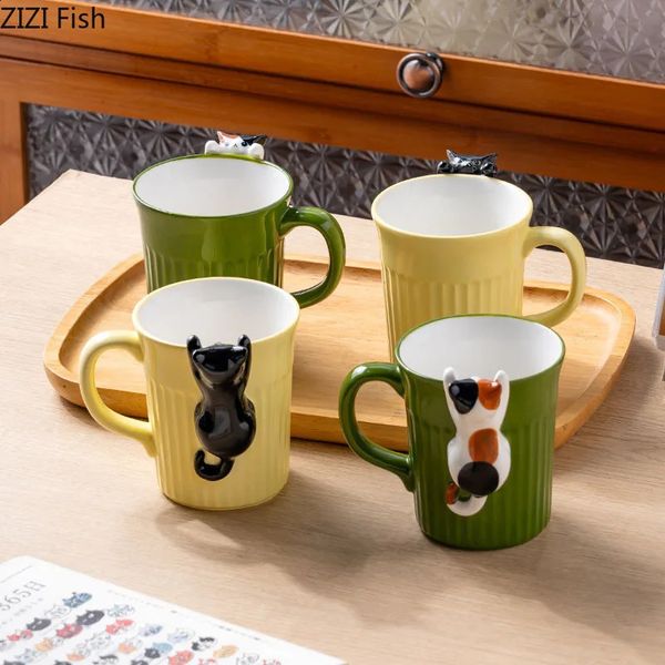 Cartoon Cute Cat Ceramic Cup Creative Office Water Cup Family Breakfast Milk Cup Couple Afternoon Tea Coffee Cup Friend Gift 240820