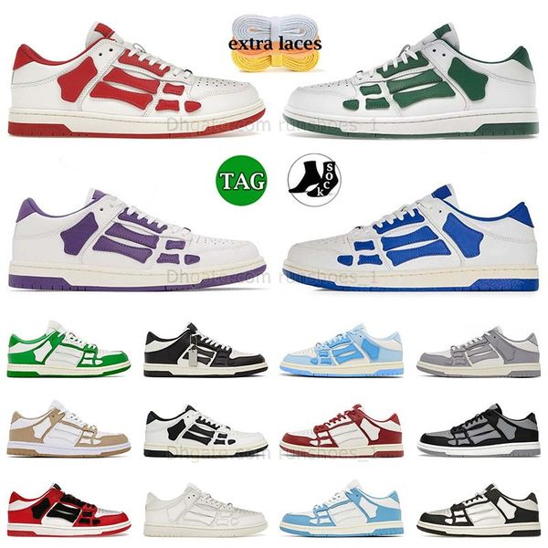 designer casual shoes bones runner upper low skeleton sliding black white pink purple leather men women platform loafers mens sneakers