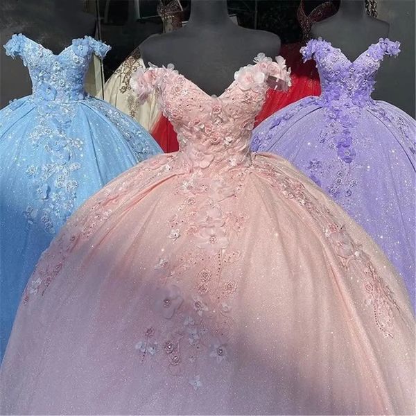 Quinceanera Dresses Glittering Off Shoulder Ball Gown with Appliques Sweet 16 Debutante Party Birthday Vestidos De 15 Anos