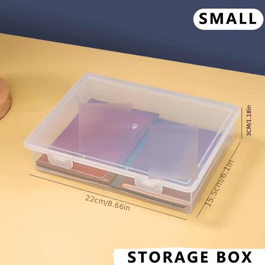 TEMU 1pc A5 Transparent Plastic File Storage Box With Dust Cover - Stackable Space-saving Desktop Organizer, Durable Document Storage Box For Home,