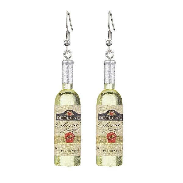 Boucles d’oreilles pendantes en résine de bouteille de vin