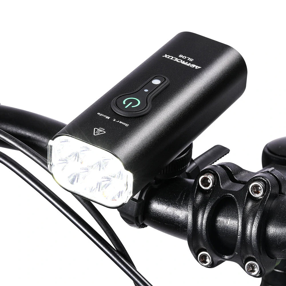 Astrolux® SL06 2000Lm Brightness & Vibration SmartBrake-activated Bike Headlights 6 LED 4800mAh Battery IPX6 Waterproo