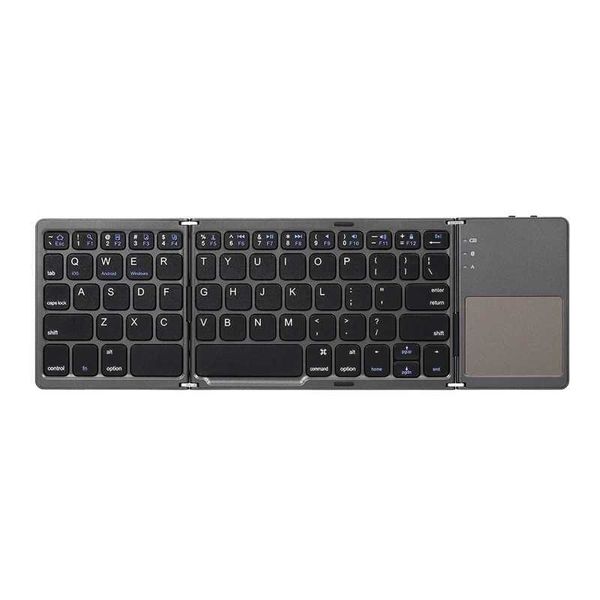 Wireless BT Keyboard Folding Keyboard Portable tra Slim BT Keyboard with Toucad for Windows-Android-iOS Grey Z250115