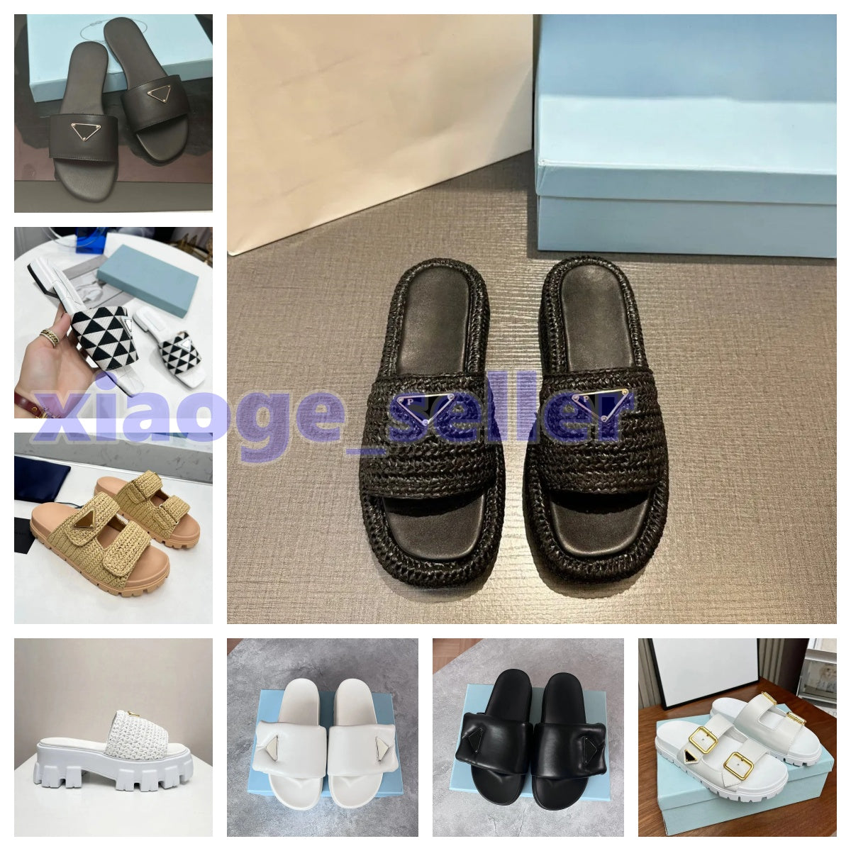 Triangle Straw Weave Slippers Sandal Platform Raffias Slippers Designer Women Summer Flat Heel Casual Flip Flops Outdoors Pool Sliders Beach Sandals