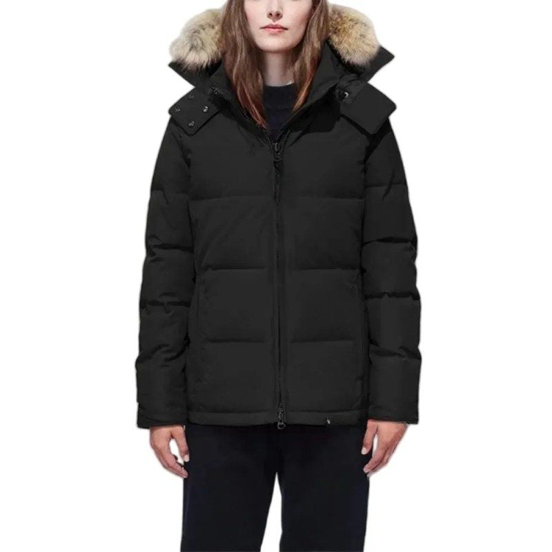 winter down jacket women outdoor leisure sports white duck windproof parker long leather collar cap warm real wolf fur stylish classic adventure goo
