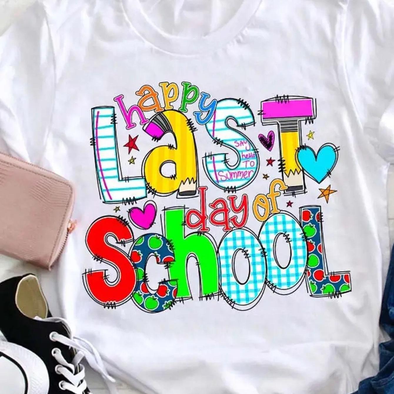 TEMU Women's Casual Short Sleeve T-shirt - 100% Cotton Round Neck Summer Top With Vibrant "happy Of " Graphic Print, Stars & Hearts Design For