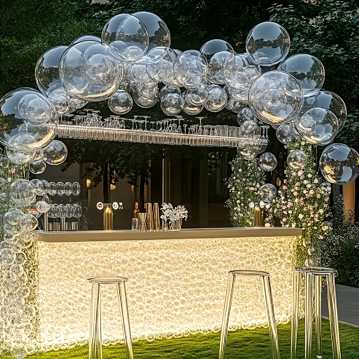 TEMU 31pcs Clear Bubble Balloon Wreath Set - Versatile Sizes For Birthdays, Weddings, Christmas, Bridal Showers & Ocean-themed Parties, Large