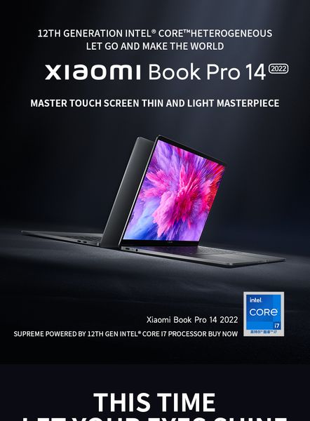 2022 Xiaomi Book Pro 14 Laptop 14 Inch 2.8K 90Hz OLED Touch Screen i5 1240P 16GB 512GB-2TB Intel Iris Xe Graphics Thin Notebook