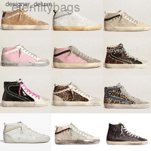 Italy Brand Star Sneakers Hightop Women Shoes Leopard print pinkgold glitter Classic Leopard White Doold Dirty Desig gOlDeNsgOoSeItYssNeAkEr