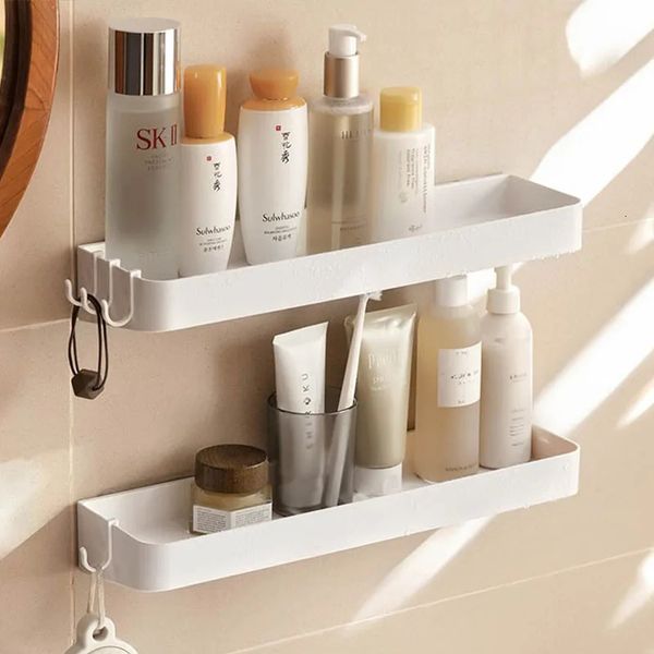 Bathroom Cosmetics Shelf White Self-adhesive Toilet Body Wash Shampoo Organization Shelves Storage Racks Support Holder 250110