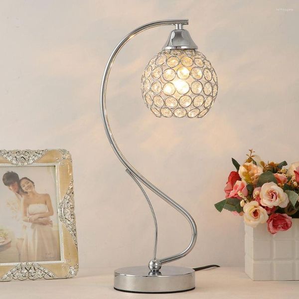 Lamps Table Modern S-Shape Crystal Luxury Steel Ball Bedroom Beside Light Study Room Fashion Desk Lamp