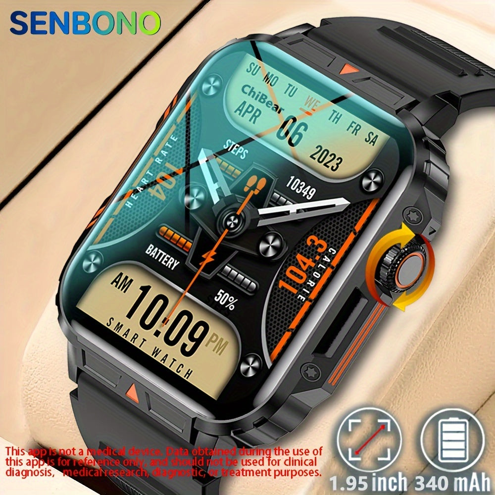 TEMU Senbono Men Smart Watch With Wireless Call, 1.95inch Outdoor Sport Smartwatch, Step, Sports Fitness , Information Push And Read, Custom Watch