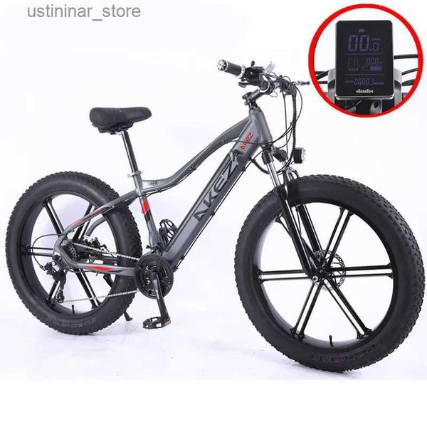 Bikes Ride-Ons Aluminum Electric Bicycle with Fat Tire Mountain Bike Powerful Bike 27Speed Snow Beach Cross Country 48V 10Ah 750W 26x L47