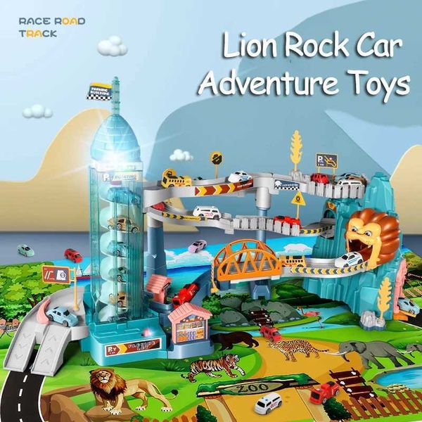 Animal Lion Electric Rail Car Dinosaur Curved Road Track Rail Car Puzzle Toys Adventure Winding Road Drive Toys for Children X2501141