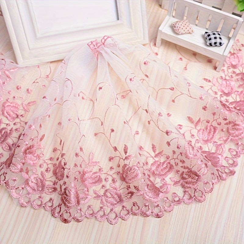 TEMU 1 Yard Lace Mesh Embroidered Skirt Hem Clothing Edge Bed Edge Handmade Accessories Curtain Lace 24cm Width Sewing Accessories Clothing
