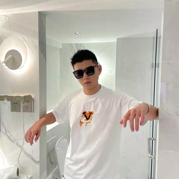 white t shirts for men designer letter tshirt Cotton Round Neck Printing quick drying anti wrinkle men spring summer high loose trend heat p