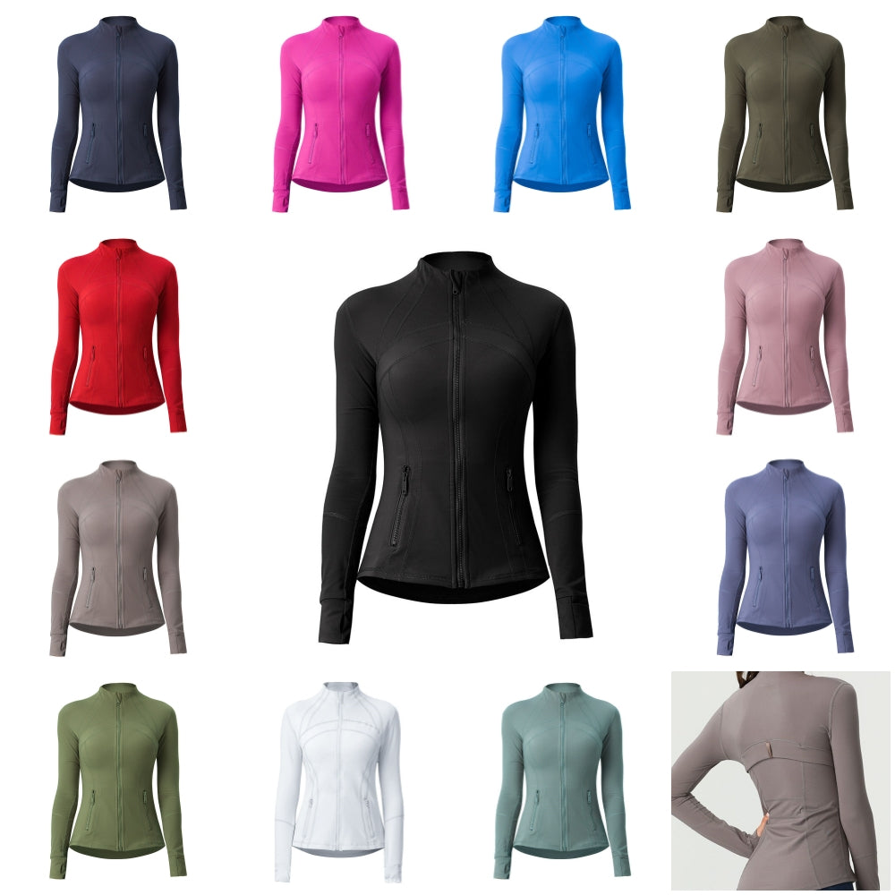 Long Sleeve Yoga Jacket Women Define Outfit Workout Sports Zipper Coat Jackets Fitness Sport Quick Dry Activewear Clothes Top Solid Zip Up Sweatshir