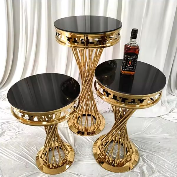 3pcs-set)mirror top gold wedding plinths wedding supplies cake stand acrylic plinths display stand plinth stand Wedding Decoration Flowers V