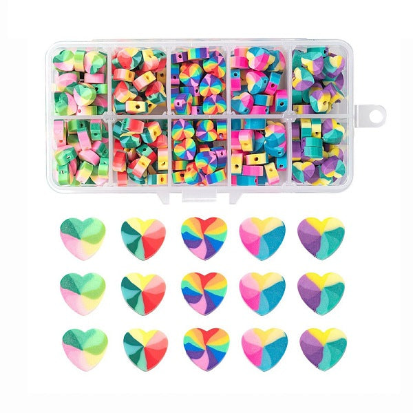 300Pcs 5 Styles Handmade Polymer Clay Beads