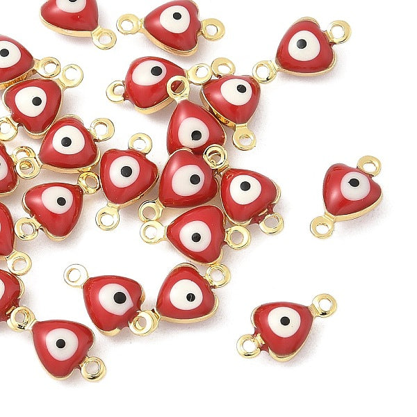 Messing Feuerstein Emaille Böser Blick Herz Verbinder Charms