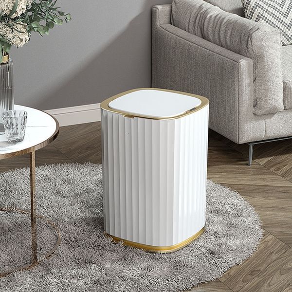 Waste Bins 9L-12L-15L Golden Intelligent Garbage Bin Kitchen Family Bedroom Toilet Bathroom Automatic Sensor Garbage Bin with Cover Waterpro