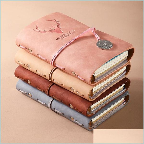 Notepads Notepads Loose-Leaf Super Thick Wax Sense Leather Binder Notebook Daily Business Office Work Notebooks Notepad Diar Bdesybag Dhlta