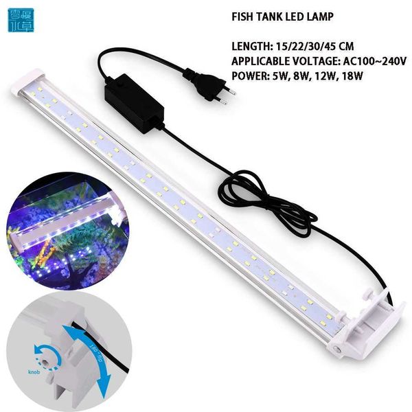 LED Aquarium Lighting RGB Aquatic Plant Light 15-45CM Blue White Lights Adjustable Clip-on for Fish Tank Color Lamp AC100-240V Z250205
