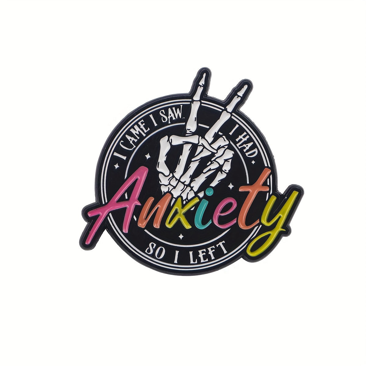 TEMU 1pc Skeleton Skull Enamel Pin - "i , I Saw, Left" Halloween Cartoon Brooch For Backpacks, Clothes & Accessories, Alloy, Multicolor Design, Gift,